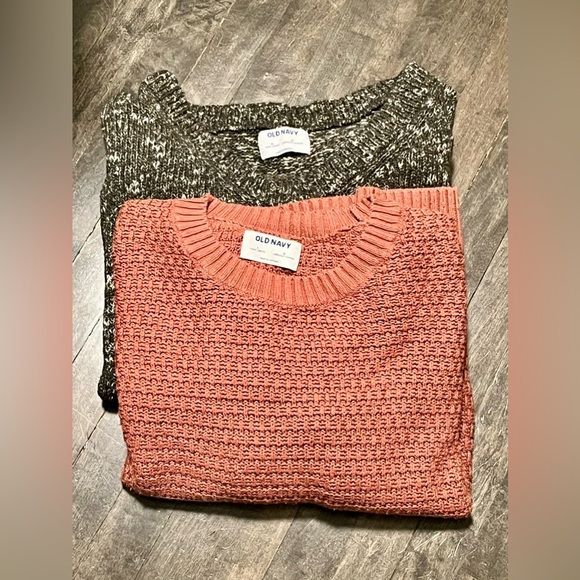 Old Navy Sweaters - Old Navy Knit Sweater Bundle: Green & Cream (M) and Rose (L)